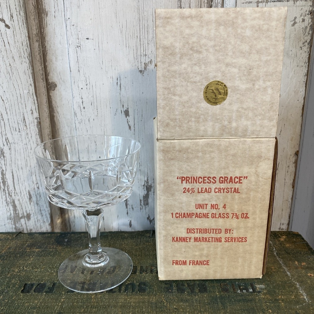 VTG Taille Princess Grace Lead Crystal Champagne / Sherbet Glasses by Kanney NOS